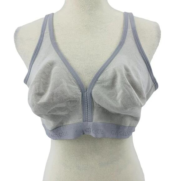 Lane Bryant Cacique Grey Cotton Lightly Lined No-Wire Full Coverage Bra 44C - Picture 8 of 8